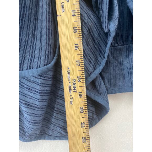 Cabi Cascade Peplum‎ Steampunk 100% Cotton Cropped Blue Striped Jacket Sz M - Picture 7 of 10